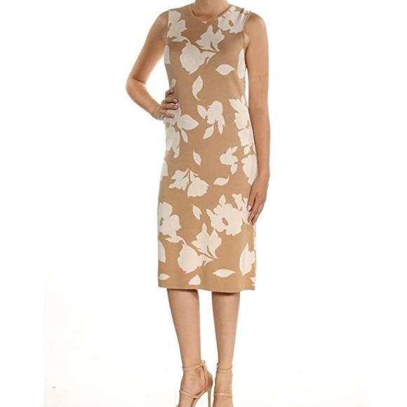 Anne Klein Beige Knit Sleeveless Shift Dress Medium - Picture 1 of 10
